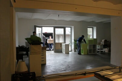 Aufbau im neuen Büro