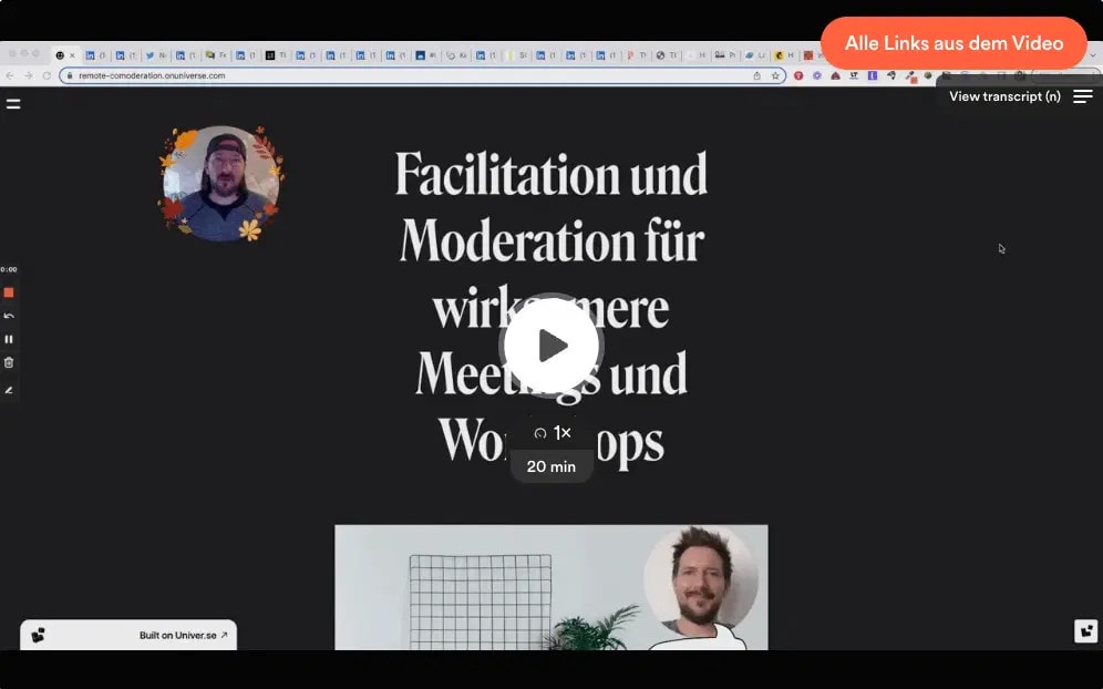 Screenshot von Jacobs Facilitation Rundschau