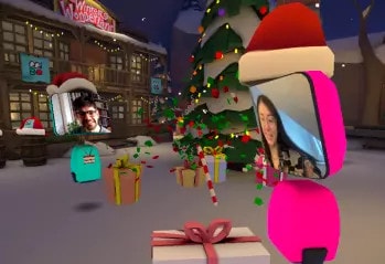 Geschenkübergabe in Mibos Winterwunderland