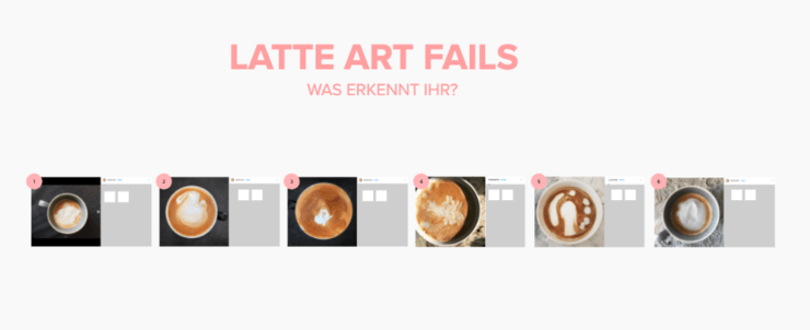Verschiedene Latte Art Fails