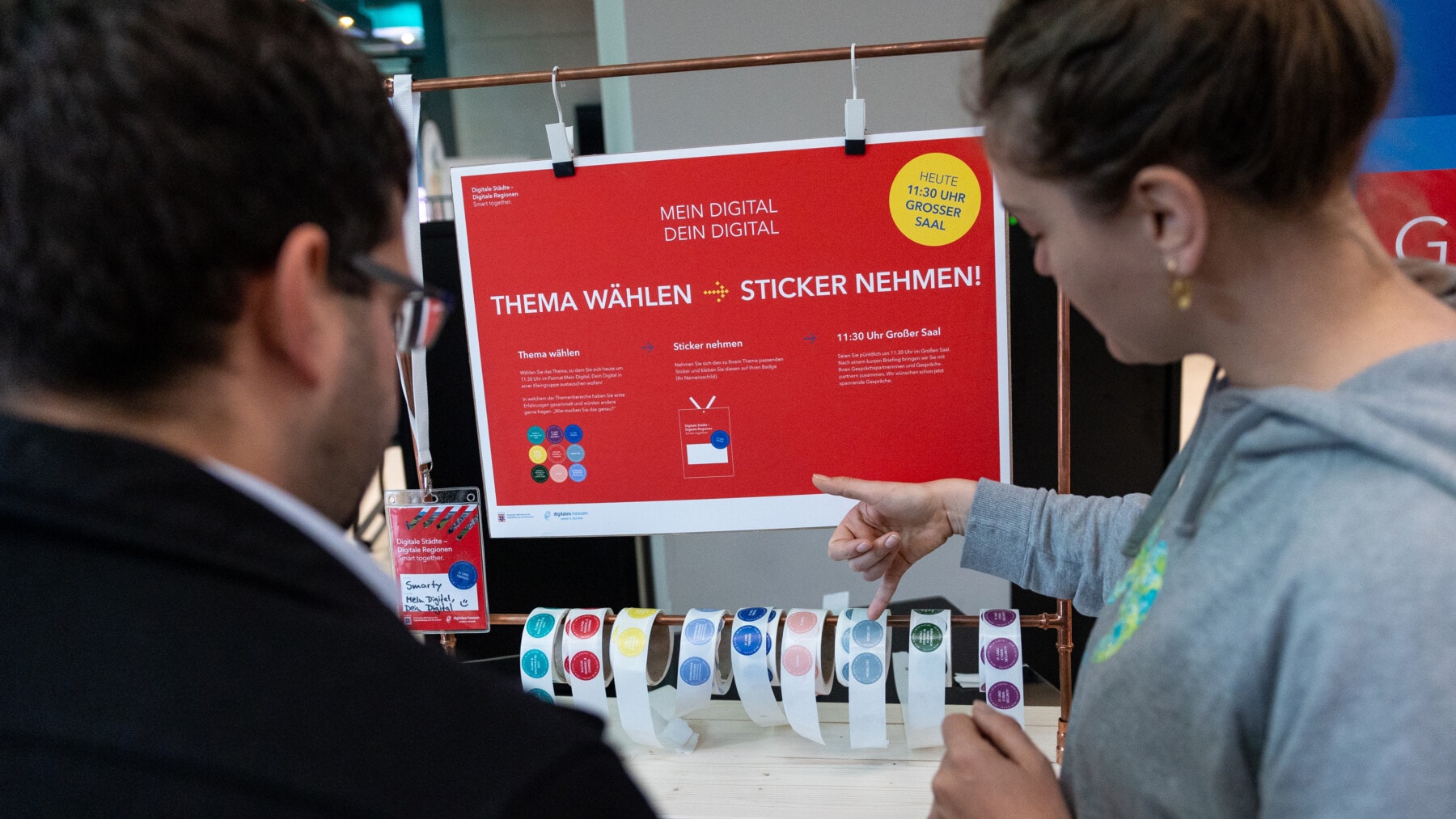Plakat 'Thema wählen, Sticker nehmen'